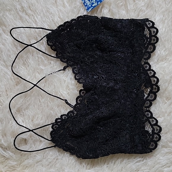 NEW! Free People Intimately Fp Celine Longline Lace Bralette Black - Picture 3 of 9